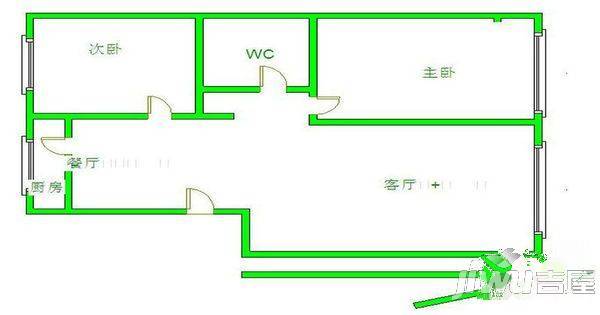 五里水乡2室2厅1卫户型图