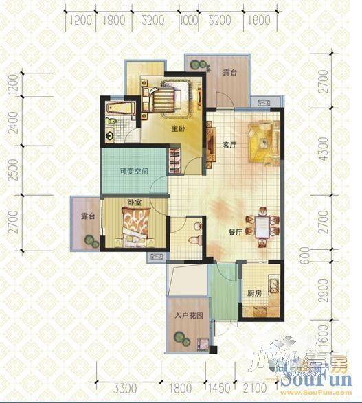 锦绣苑3室1厅1卫户型图