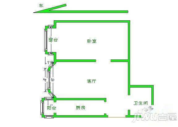 塞上名居2室2厅1卫90㎡户型图