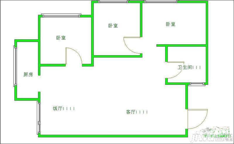 塞上名居2室2厅1卫90㎡户型图