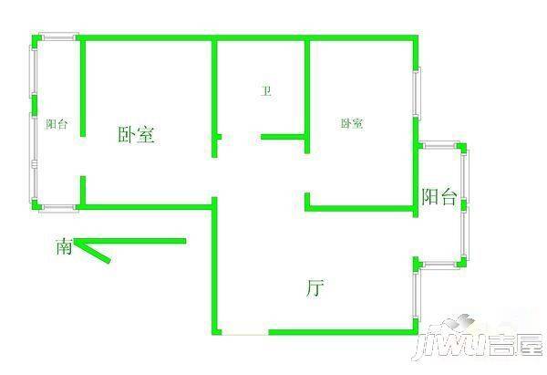 塞上名居2室2厅1卫90㎡户型图