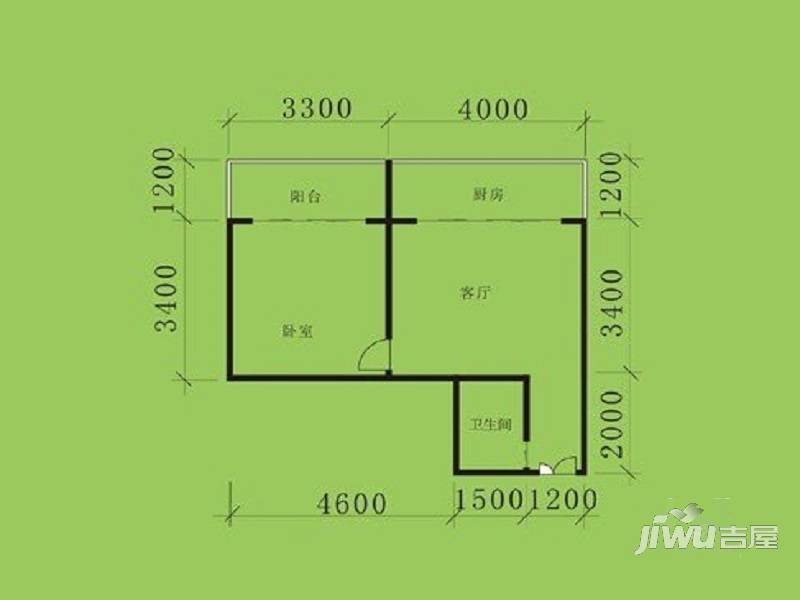 月湖湾2室2厅1卫户型图