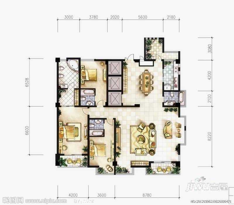 银新康居苑A1区2室2厅1卫户型图