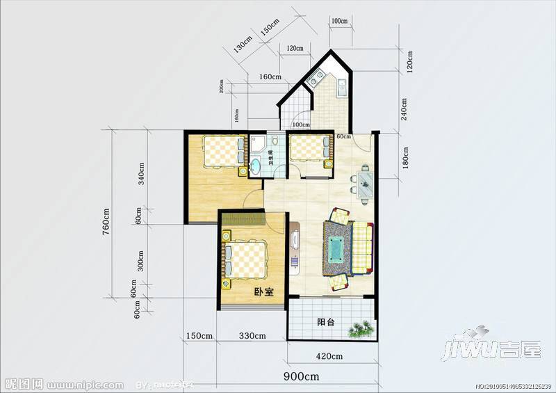 银新康居苑A1区2室2厅1卫户型图