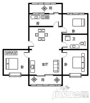 新海家园1室1厅1卫户型图