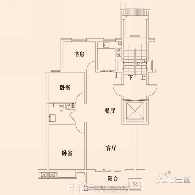 银新康居苑A4区3室2厅1卫户型图