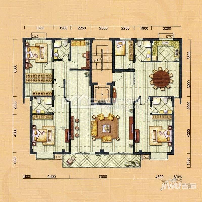 银新康居苑A4区3室2厅1卫户型图