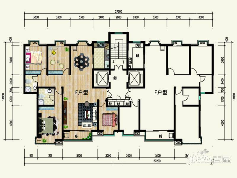 派胜金溪里2期3室2厅1卫户型图