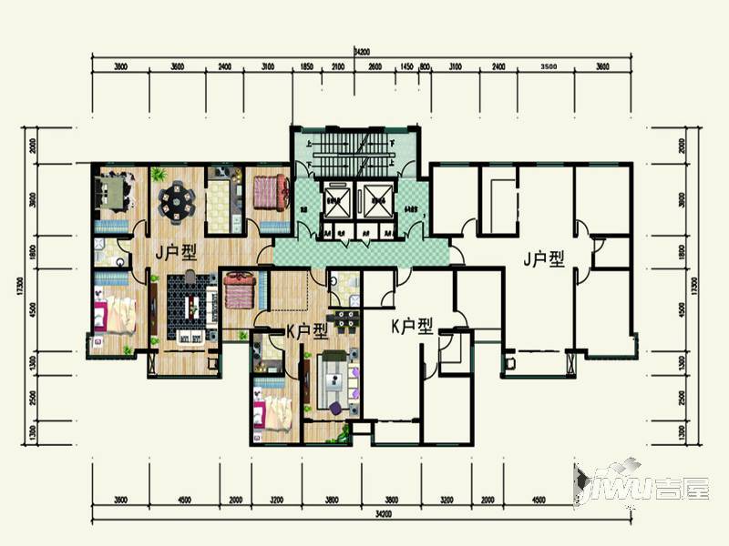 派胜金溪里2期3室2厅1卫户型图