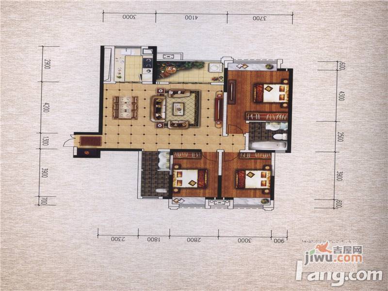 裕丰公园大邸3室2厅2卫127.5㎡户型图