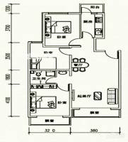 高教新城·学区嘉园3室1厅1卫89㎡户型图