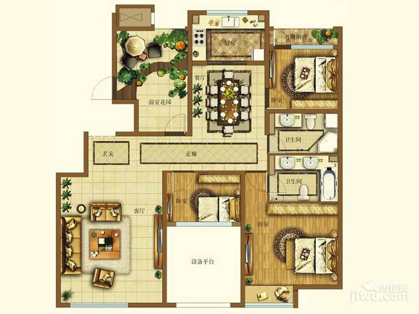 大苑海淀名著4室2厅2卫141.7㎡户型图