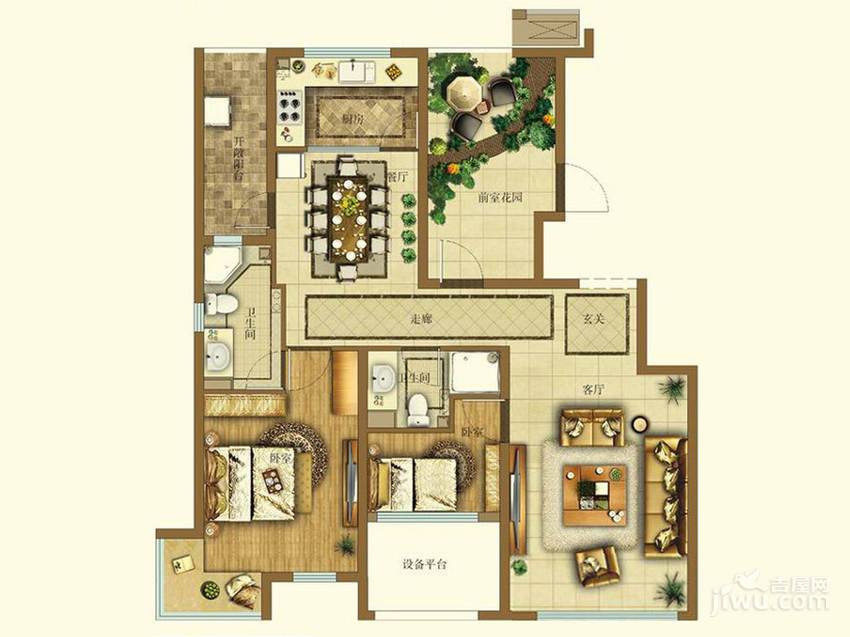 大苑海淀名著3室2厅2卫115.9㎡户型图