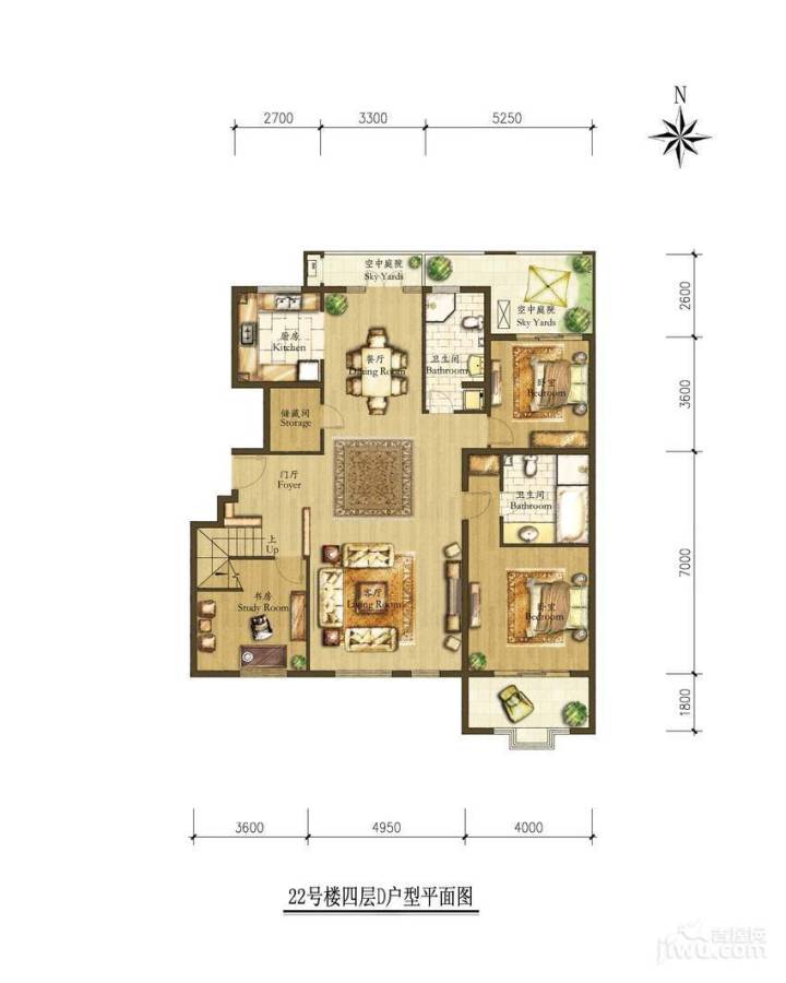 海棠公社3室2厅2卫230㎡户型图