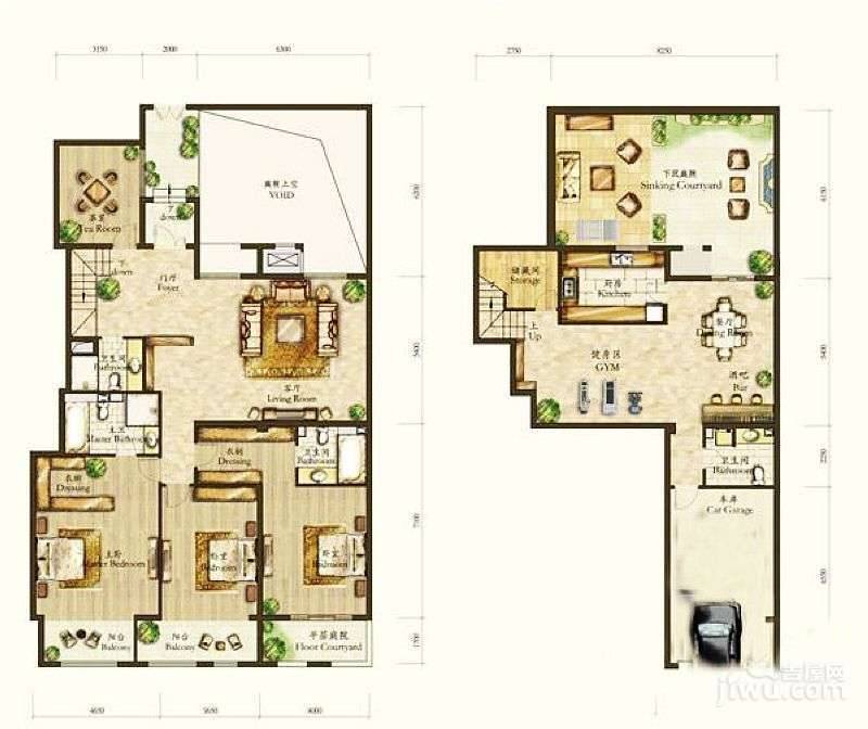 海棠公社4室3厅3卫290㎡户型图