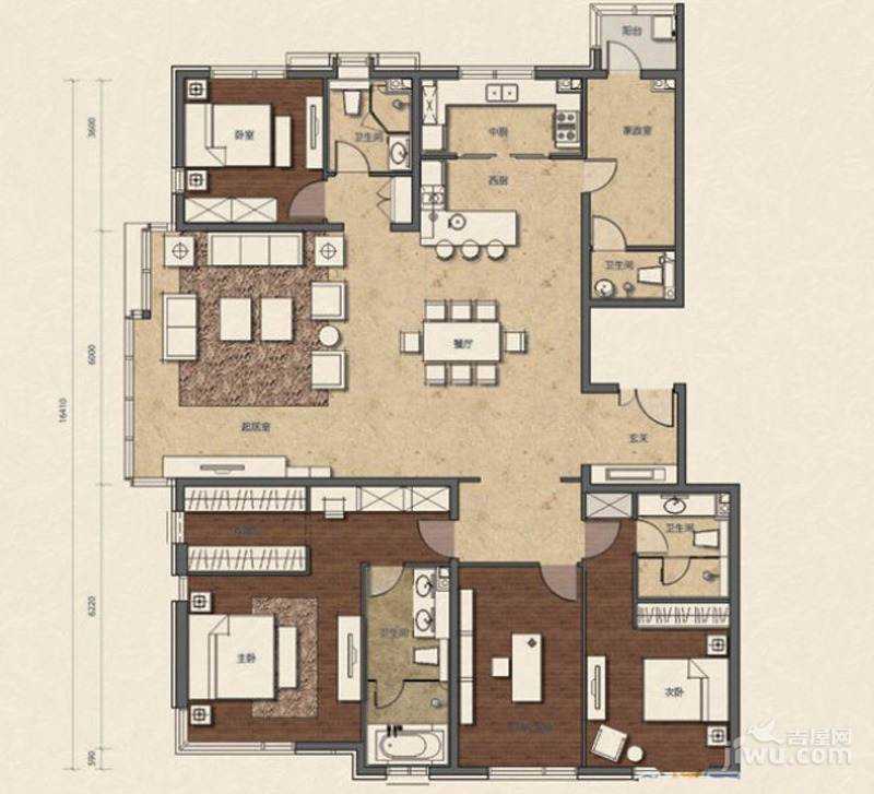 招商嘉铭珑原4室2厅4卫246㎡户型图