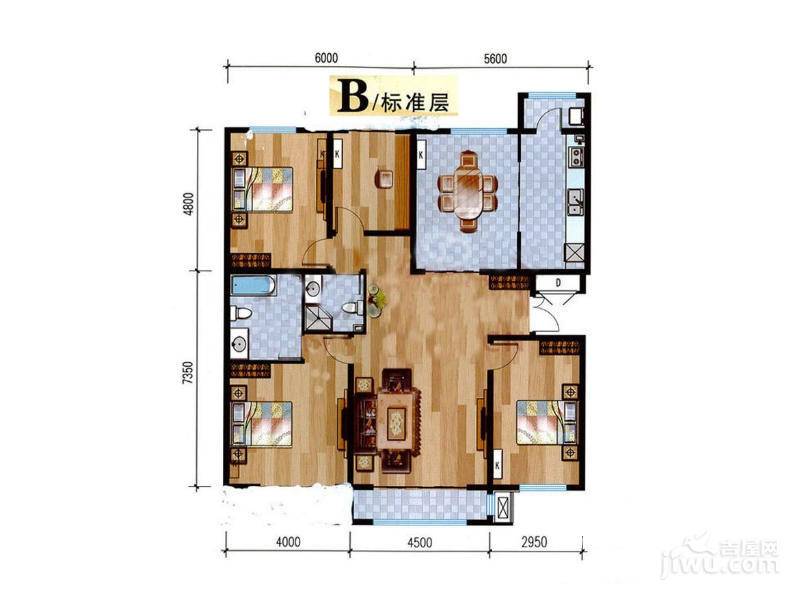 悦泽苑3室2厅2卫140㎡户型图