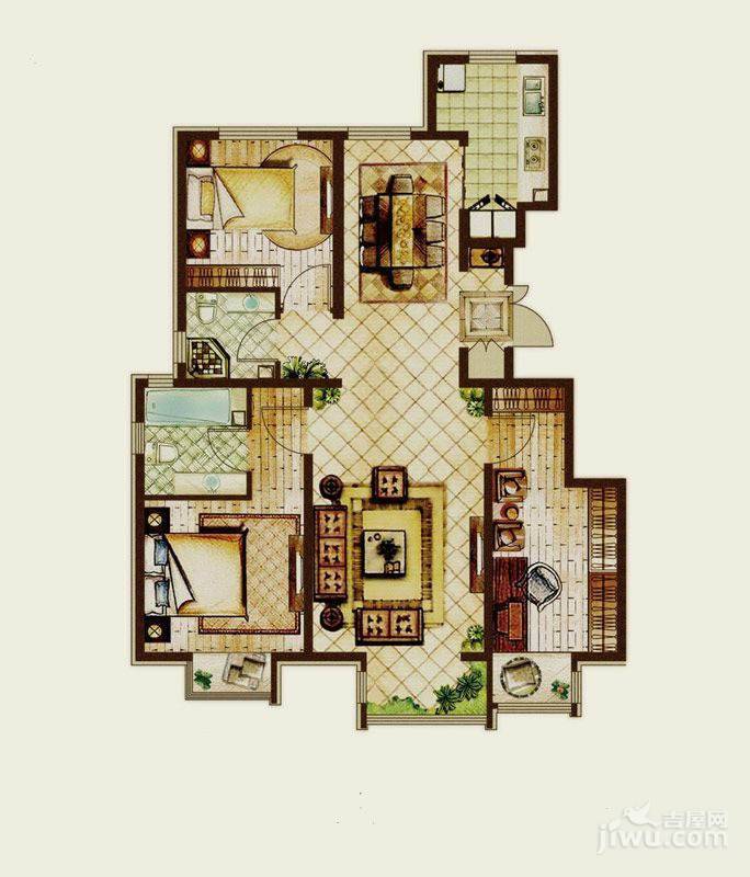 首开熙悦山熹园3室2厅2卫100㎡户型图