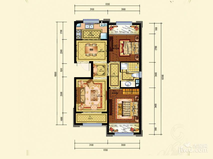 纳帕澜郡2室2厅1卫85㎡户型图