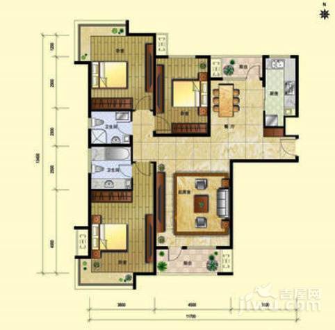 8哩岛3室2厅2卫135㎡户型图