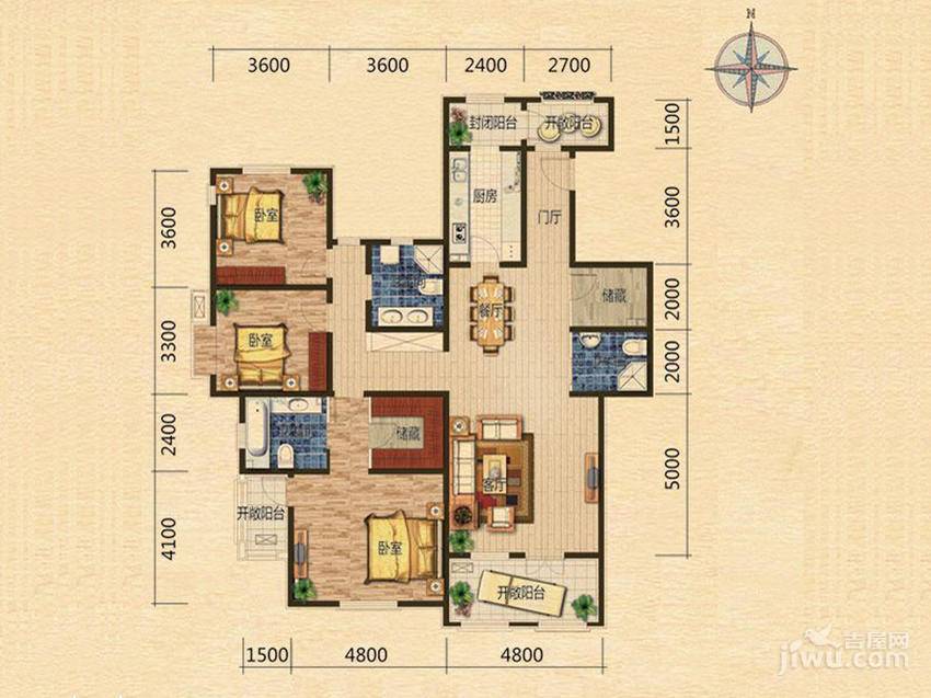 世嘉光织谷3室2厅3卫160㎡户型图