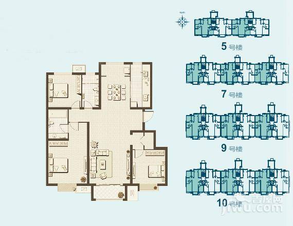 远洋一方3室2厅2卫123㎡户型图