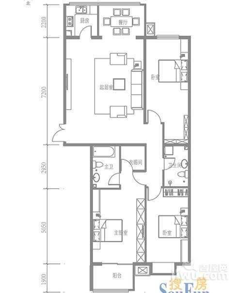 戛纳35号3室2厅2卫160㎡户型图