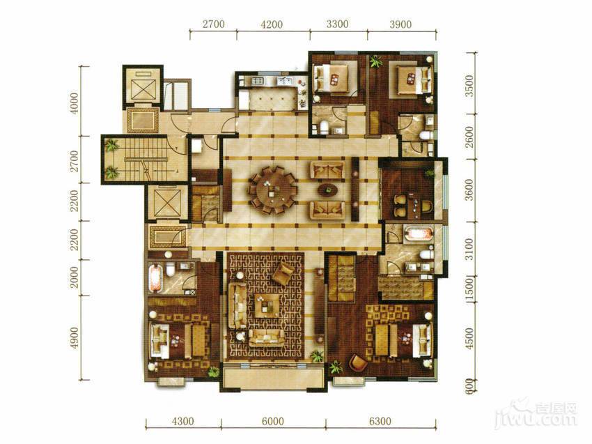 保利东郡5室3厅4卫315㎡户型图