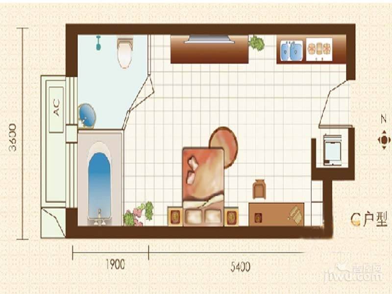 金科巴登假日1室0厅1卫48㎡户型图