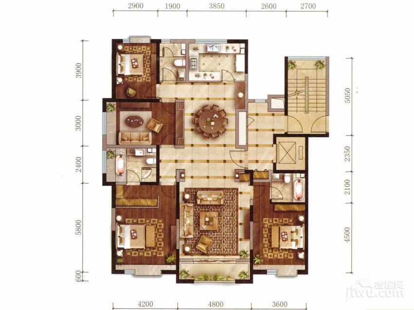 保利东郡4室2厅3卫190㎡户型图