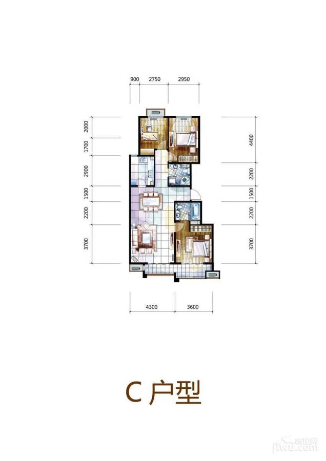 孔雀大卫城3室2厅2卫112㎡户型图