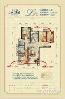 孔雀大卫城3室2厅2卫113㎡户型图