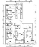 大西洋新城3室2厅2卫125.4㎡户型图