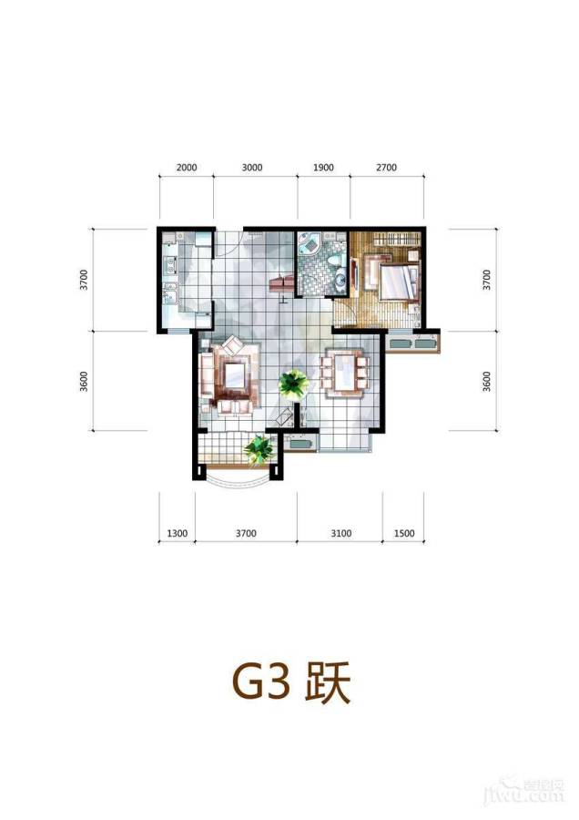 孔雀大卫城3室3厅2卫156㎡户型图