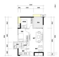 花样年别样城2室2厅1卫59.2㎡户型图