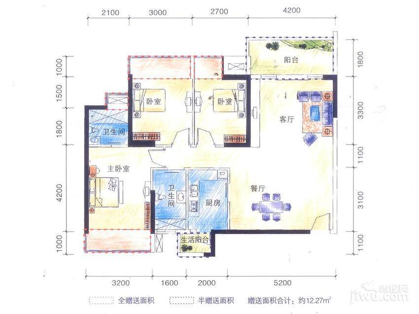 中铁锦域蓝湾3室2厅2卫112㎡户型图