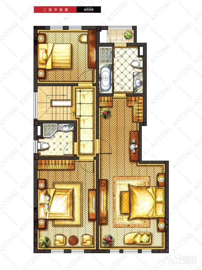 安亭新镇德绍豪斯3室2厅3卫218㎡户型图