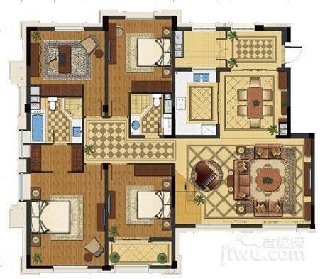 绿城玉兰花园臻园4室2厅2卫200㎡户型图