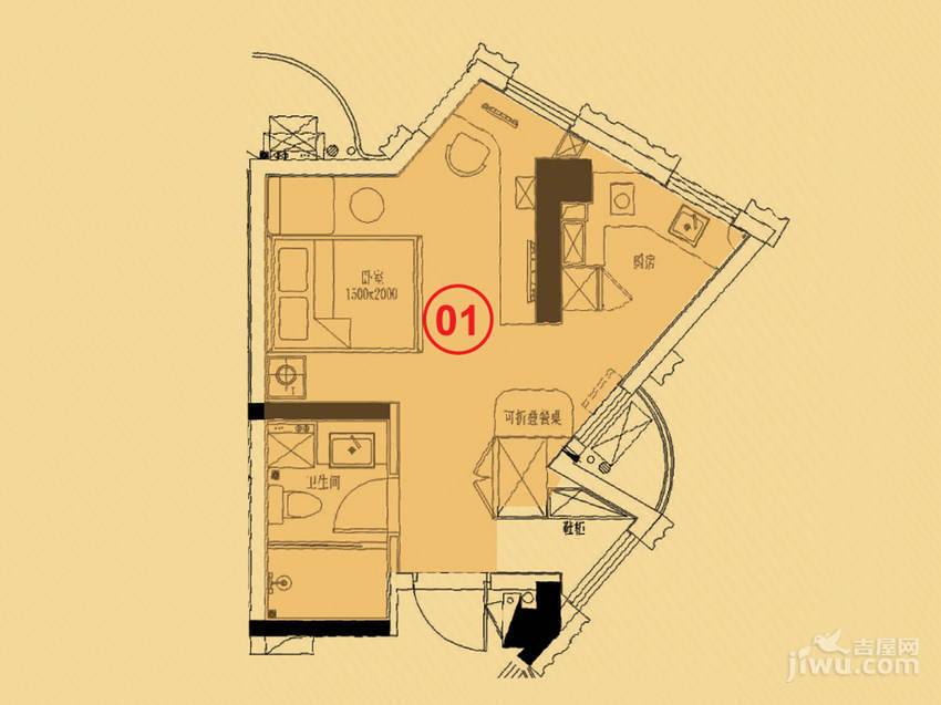 远洋7号普通住宅52㎡户型图