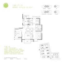 汇锦城3室2厅2卫119.4㎡户型图