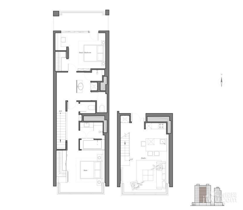 华侨城苏河湾塔尖住宅普通住宅161㎡户型图