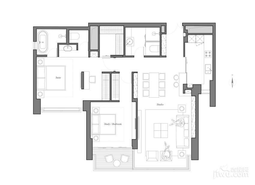 华侨城苏河湾塔尖住宅普通住宅155㎡户型图