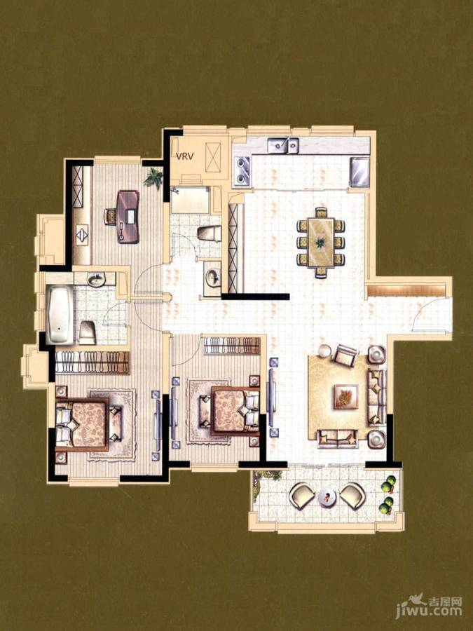 宝华铂翠豪庭3室2厅2卫110㎡户型图