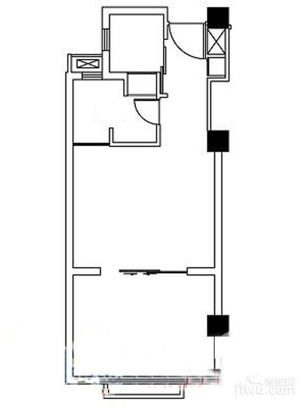 万富汇1室1厅1卫45㎡户型图