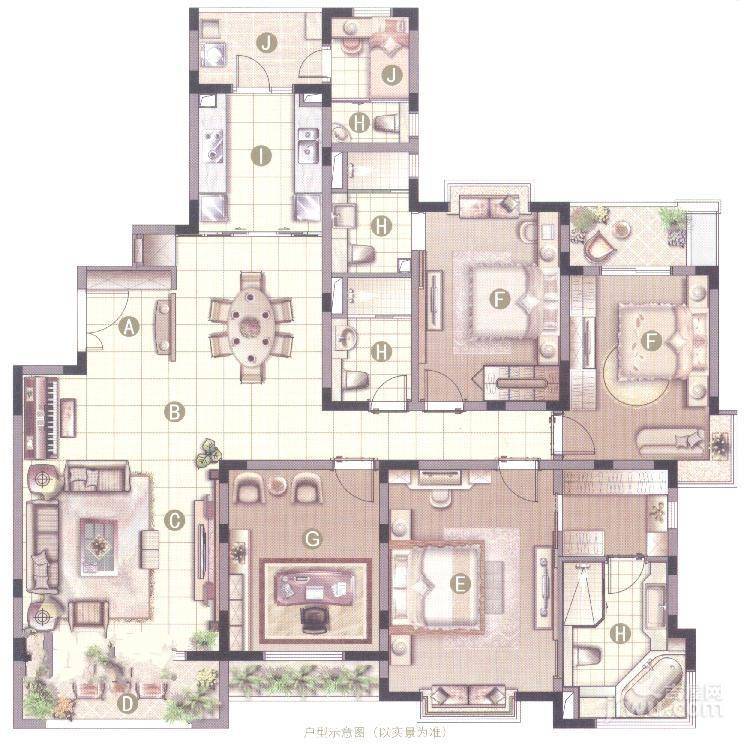 远雄徐汇园4室2厅4卫204.9㎡户型图