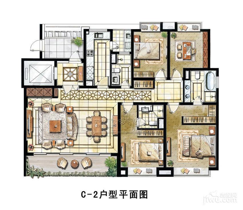 翡丽云邸4室2厅3卫190㎡户型图