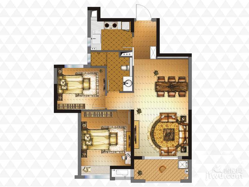 龙湖紫都城2室2厅1卫79㎡户型图