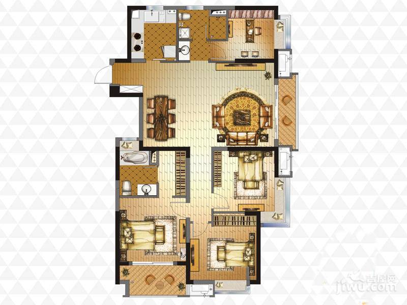 龙湖紫都城4室2厅2卫136㎡户型图