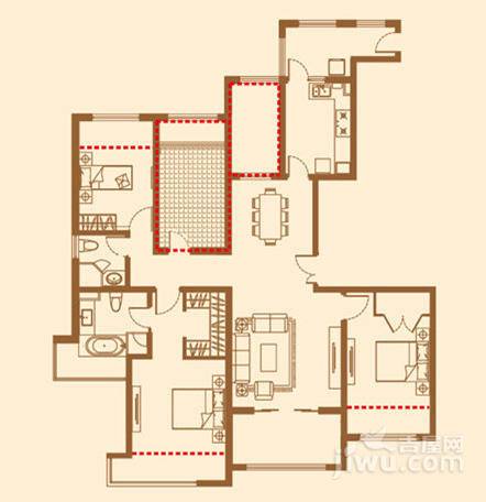 徐汇玺庭3室1厅2卫158㎡户型图