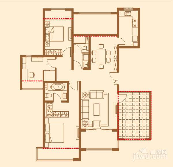 徐汇玺庭3室1厅2卫150㎡户型图